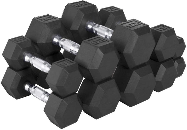 CAP Barbell 5-25 LB Rubber Hex 150LB Dumbbell Set