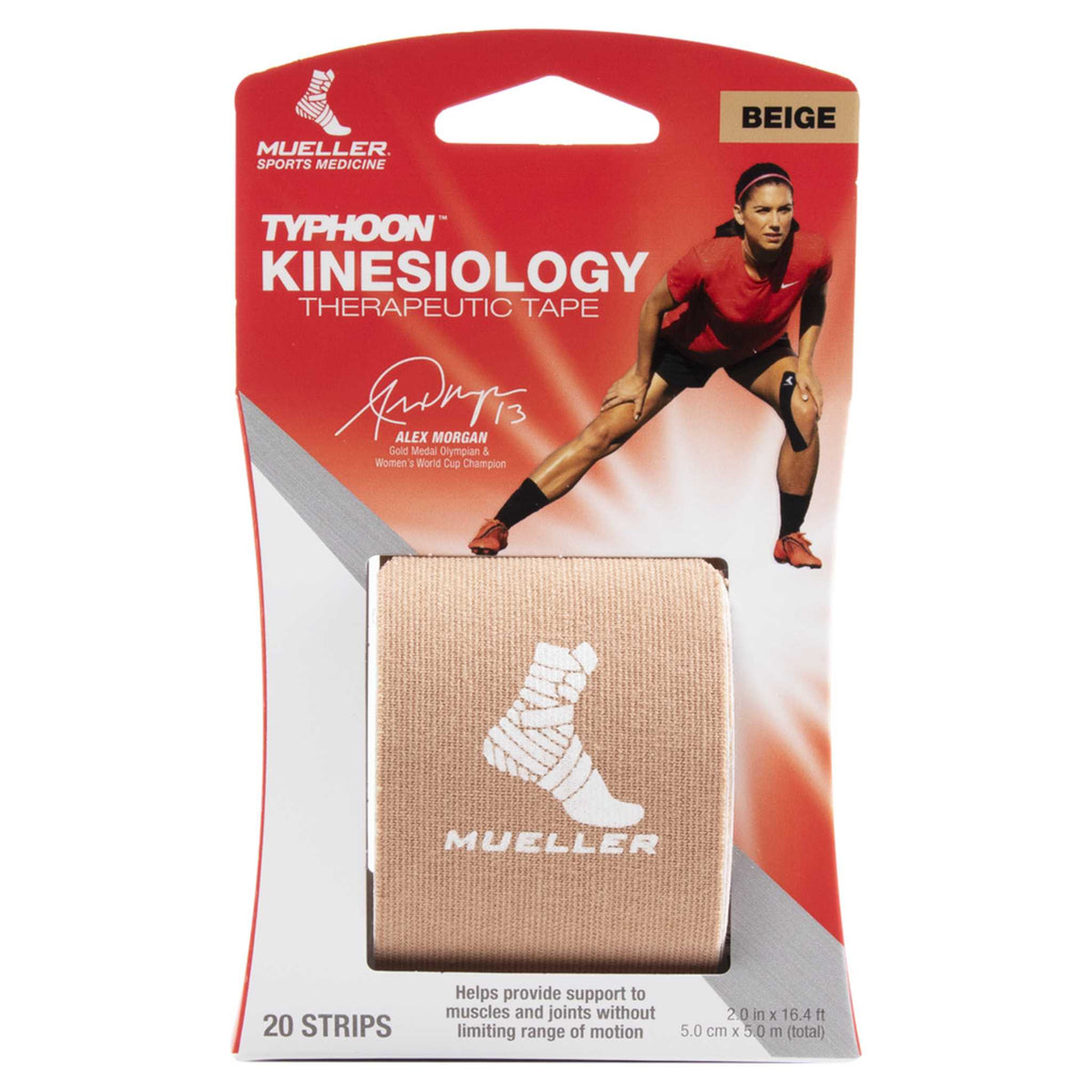Mueller Typhoon Kinesiology Therapeutic Tape, 20 Pre-Cut I-Strips