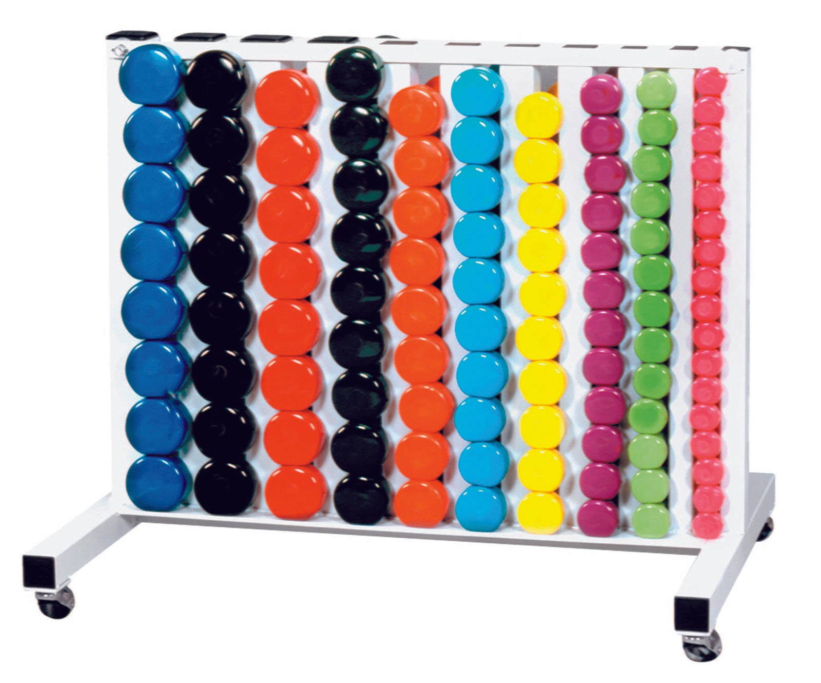 York Barbell 548 LB Vinyl Fitbell Colored Club Pack with 10-Slot Fitbell Secure Storage Rack