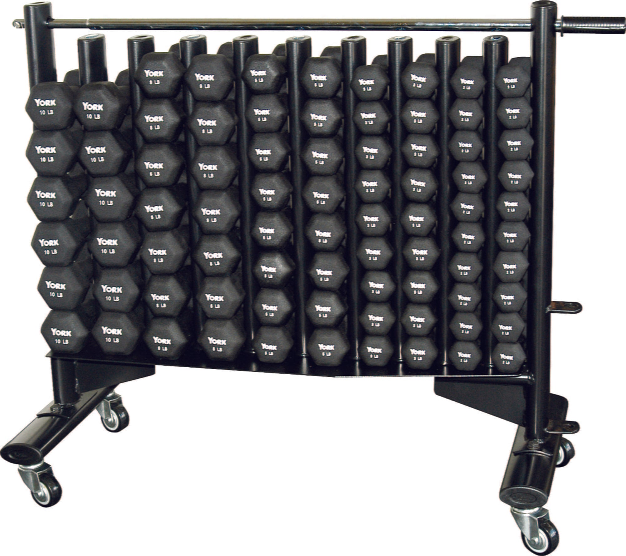 York Barbell 406-Pound Neoprene Hexagon Fitbell Club Pack with Rack