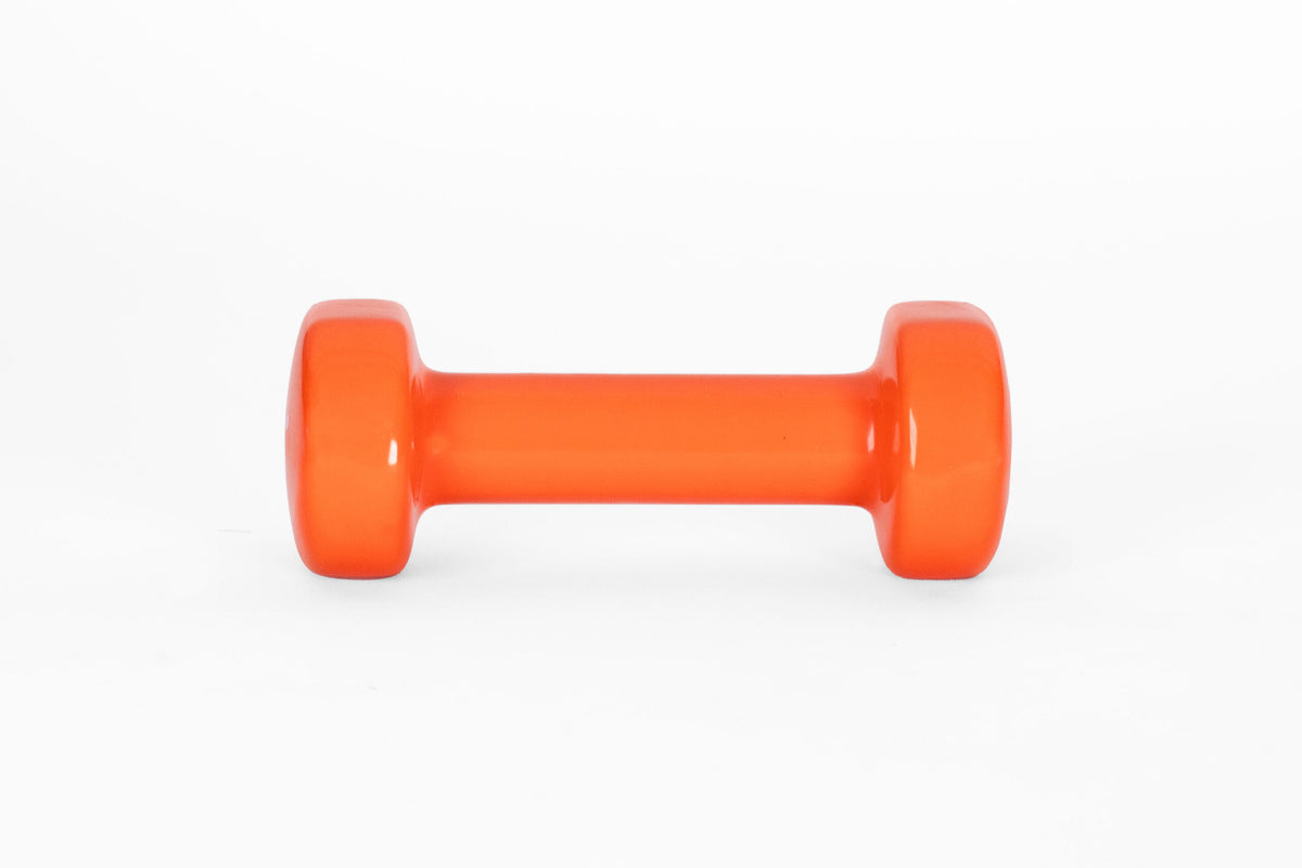 YORK 6 lb orange vinyl dumbbell - front view