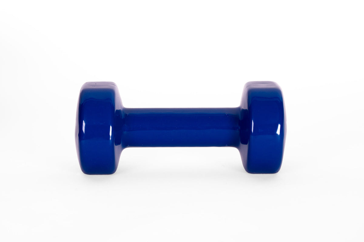 YORK 8 lb blue vinyl dumbbell - front view
