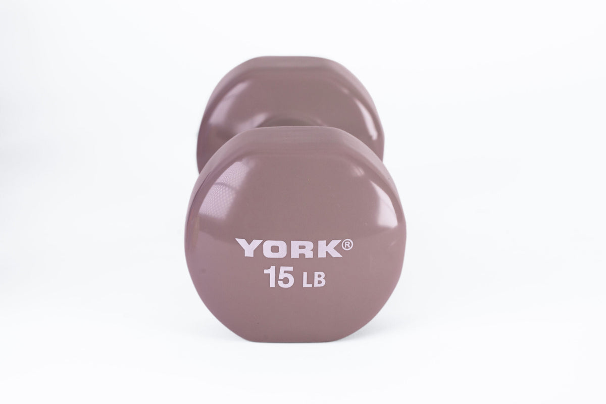 YORK 15lb Vinyl Dumbbell - Grey - Side