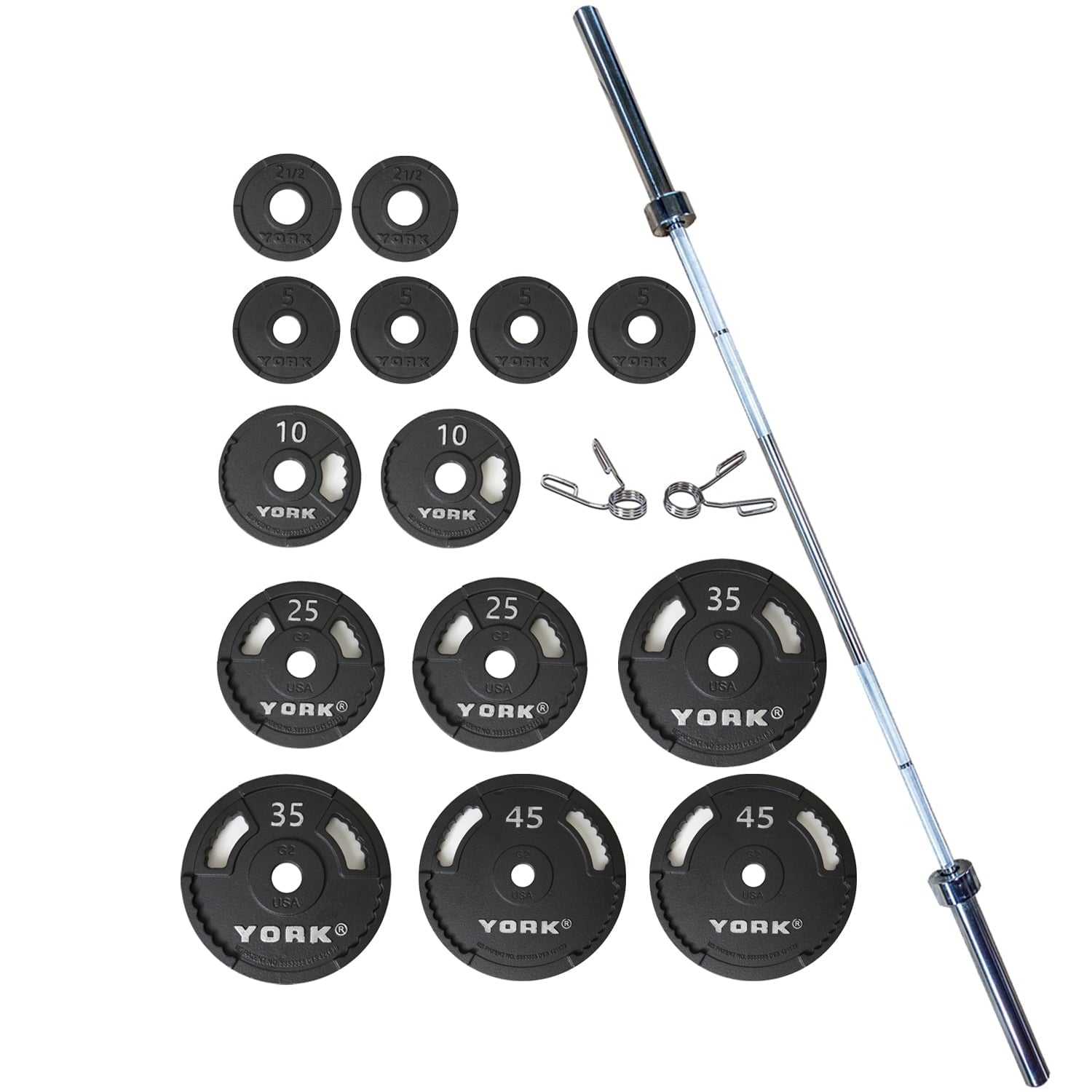 York Barbell G-2 Cast Iron Olympic Plate Set