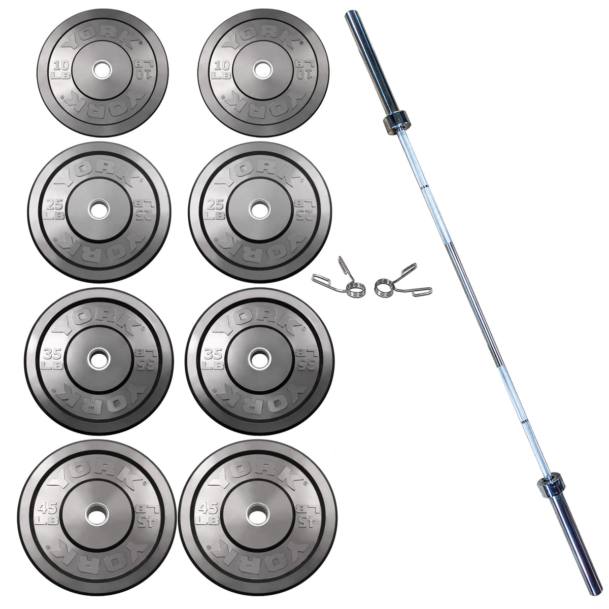 York Barbell Rubber Training Bumper Plate Set