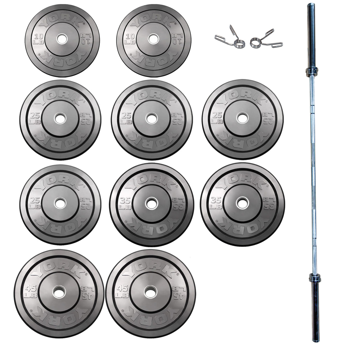 York Barbell Rubber Training Bumper Plate Set