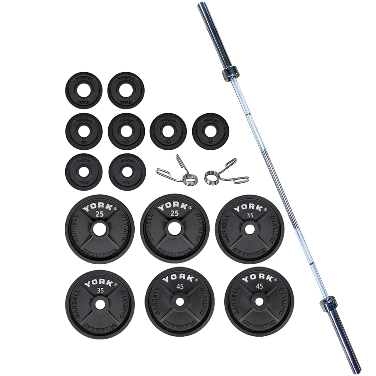 York Barbell 300lb Cast Iron Olympic Weight Plate Set