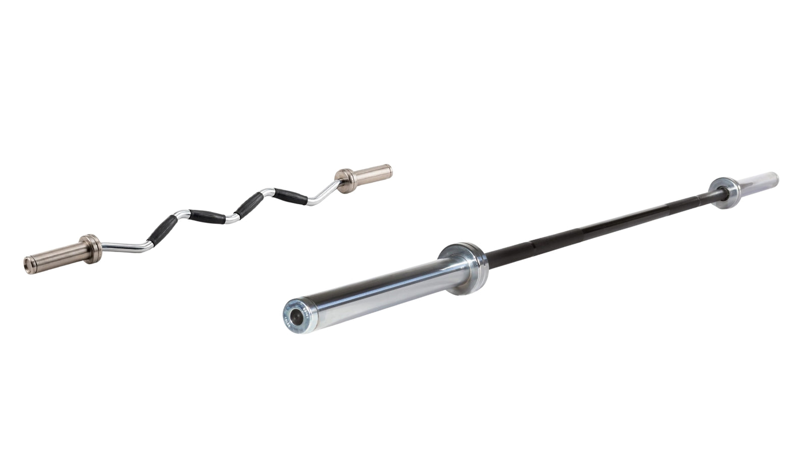 York Barbell 7ft International Black Oxide Bar & International Curl Bar w/Rubber Grips Bundle