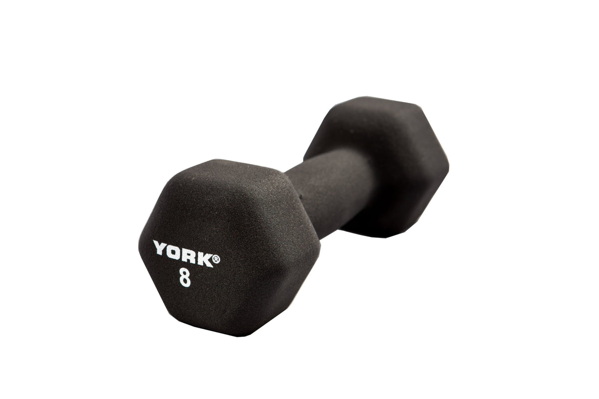 YORK&#39;s 8 lb Black Neoprene Dumbbell