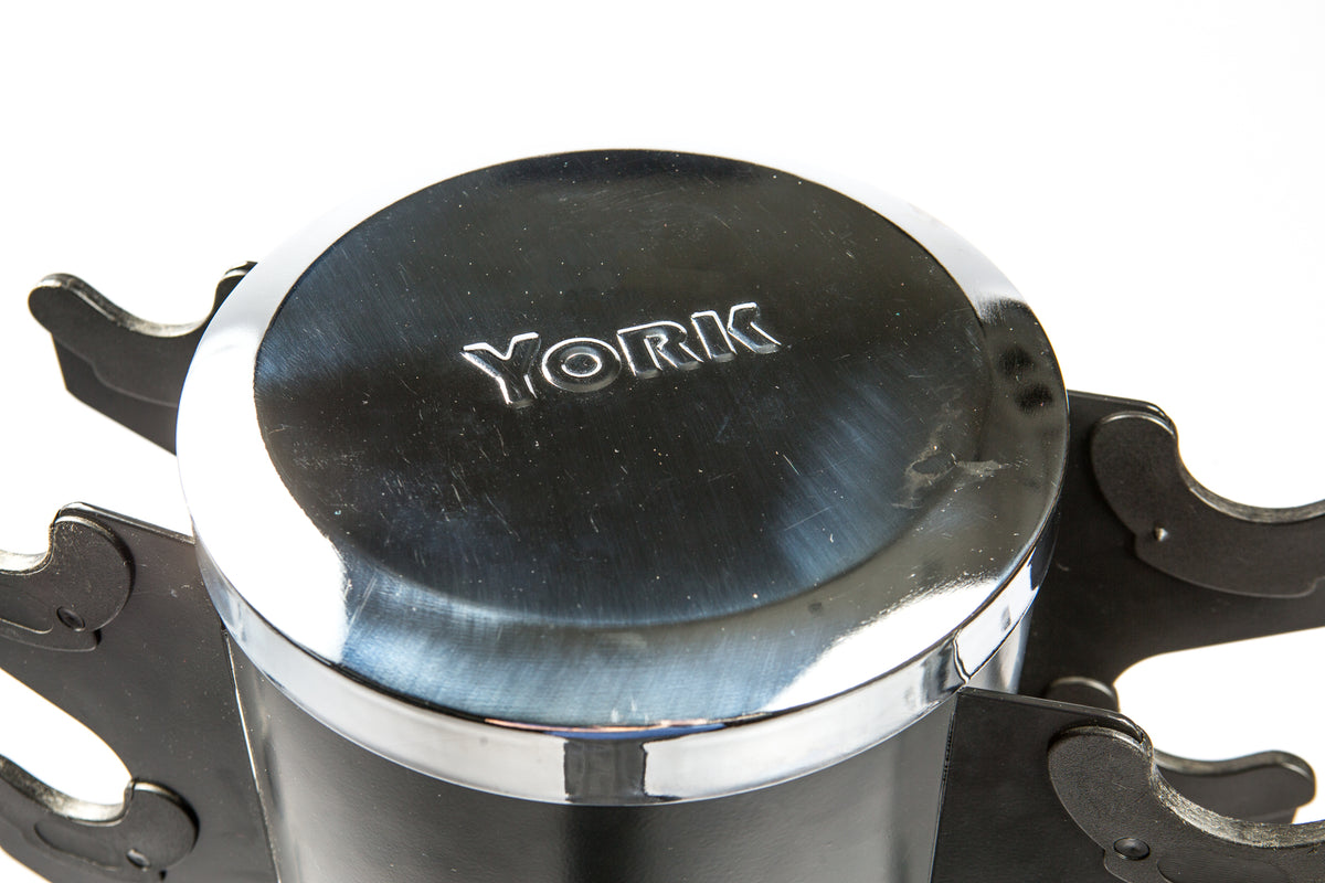 York Barbell 2.5-25 LB Chrome 195-Pound Dumbbell Set with 2-Sided 8-Tier Vertical Dumbbell Rack