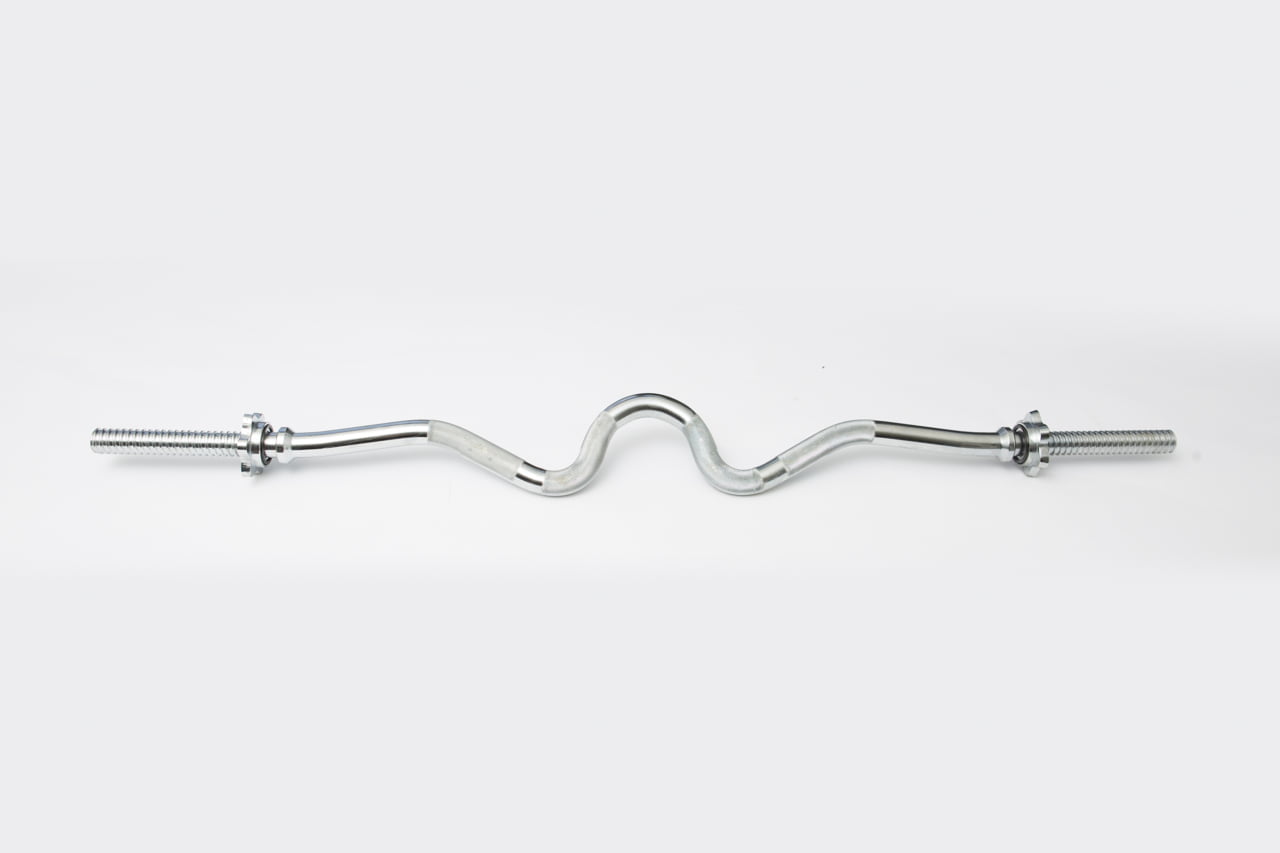 York Barbell Chrome Spin-Lock Super Curl Bar w/ Spin-Lock Collars
