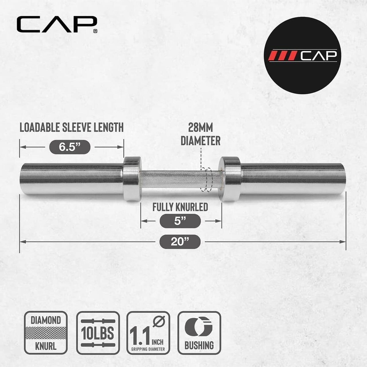 CAP Barbell Olympic Loadable Dumbbell Handle