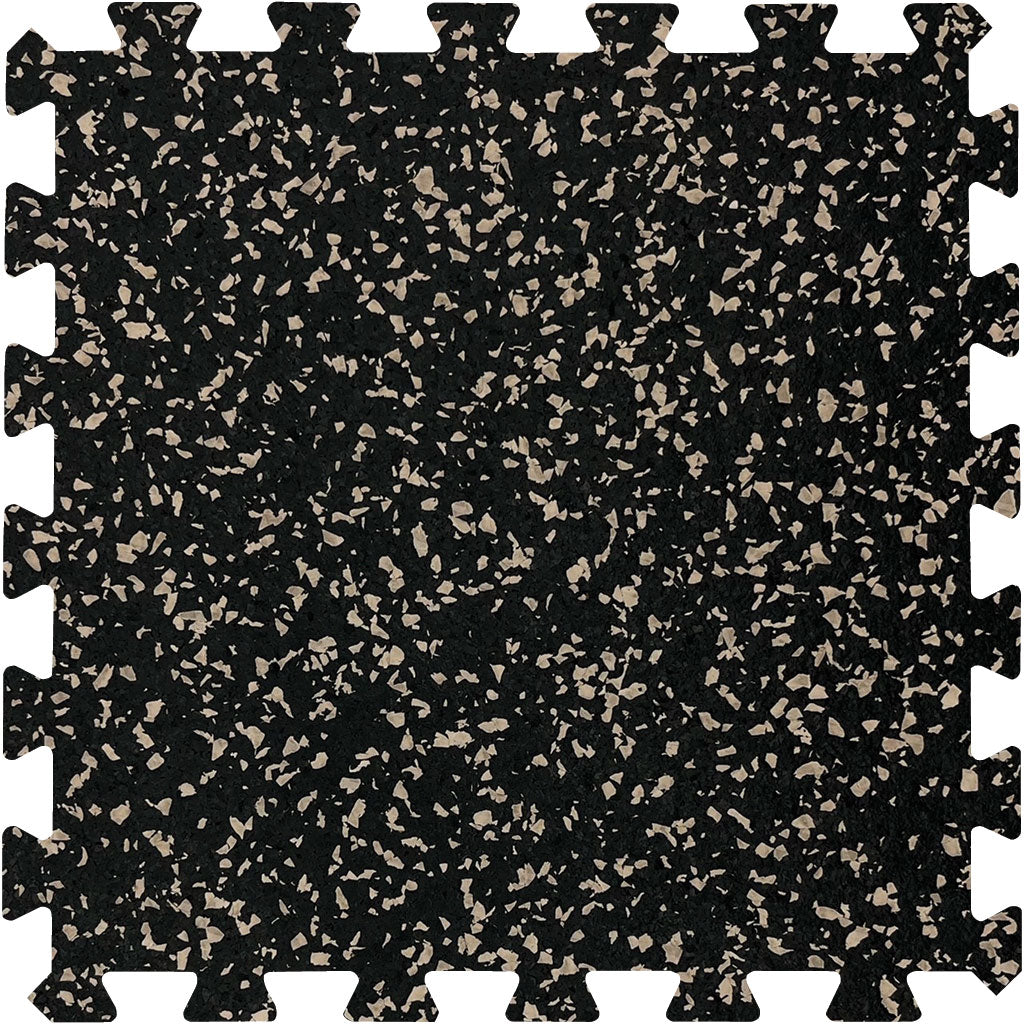 MAGMA Commercial Rubber Gym Flooring / Interlocking Tile / 8mm (5/16") / Beige / 60% Fleck / 24" x 24" / 4 Sq Ft
