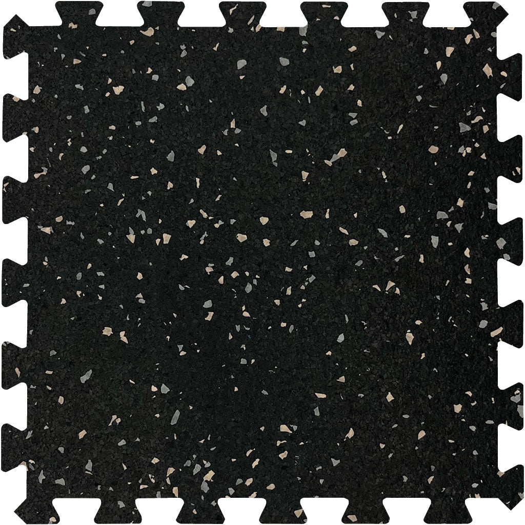 MAGMA Commercial Rubber Gym Flooring / Interlocking Tile / 8mm (5/16") / Beige &amp; Grey / 20% Fleck / 24" x 24" / 4 Sq Ft