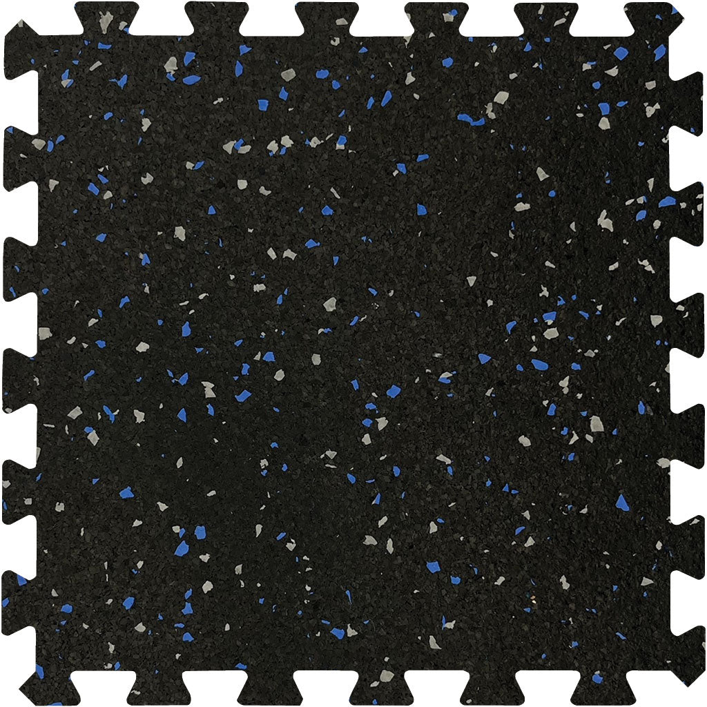 MAGMA Commercial Rubber Gym Flooring / Interlocking Tile / 8mm (5/16") / Blue &amp; Grey / 20% Fleck / 24" x 24" / 4 Sq Ft