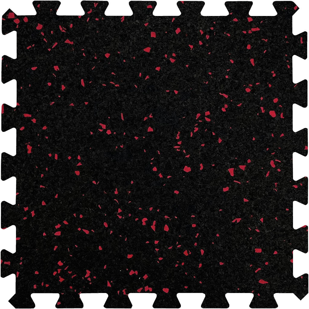 MAGMA Commercial Rubber Gym Flooring / Interlocking Tile / 8mm (5/16") / Red / 20% Fleck / 24" x 24" / 4 Sq Ft