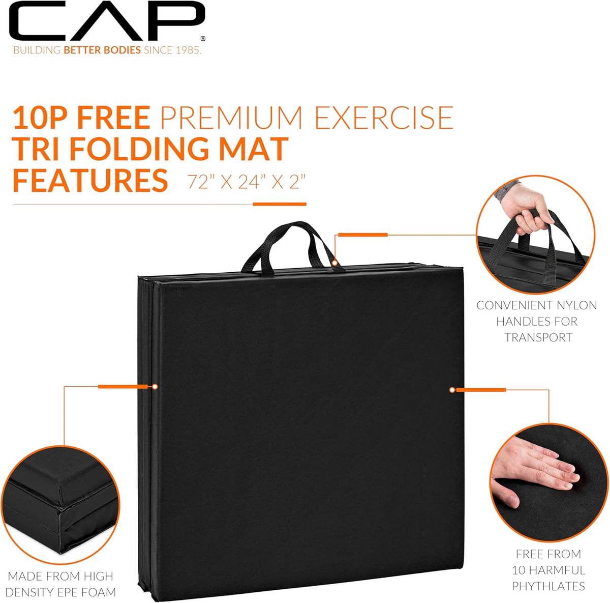 CAP Barbell Folding Exercise Mat with Carrying Handles
