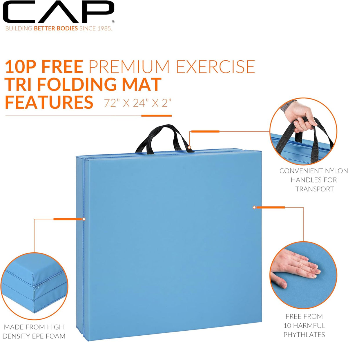 CAP Barbell Folding Exercise Mat with Carrying Handles