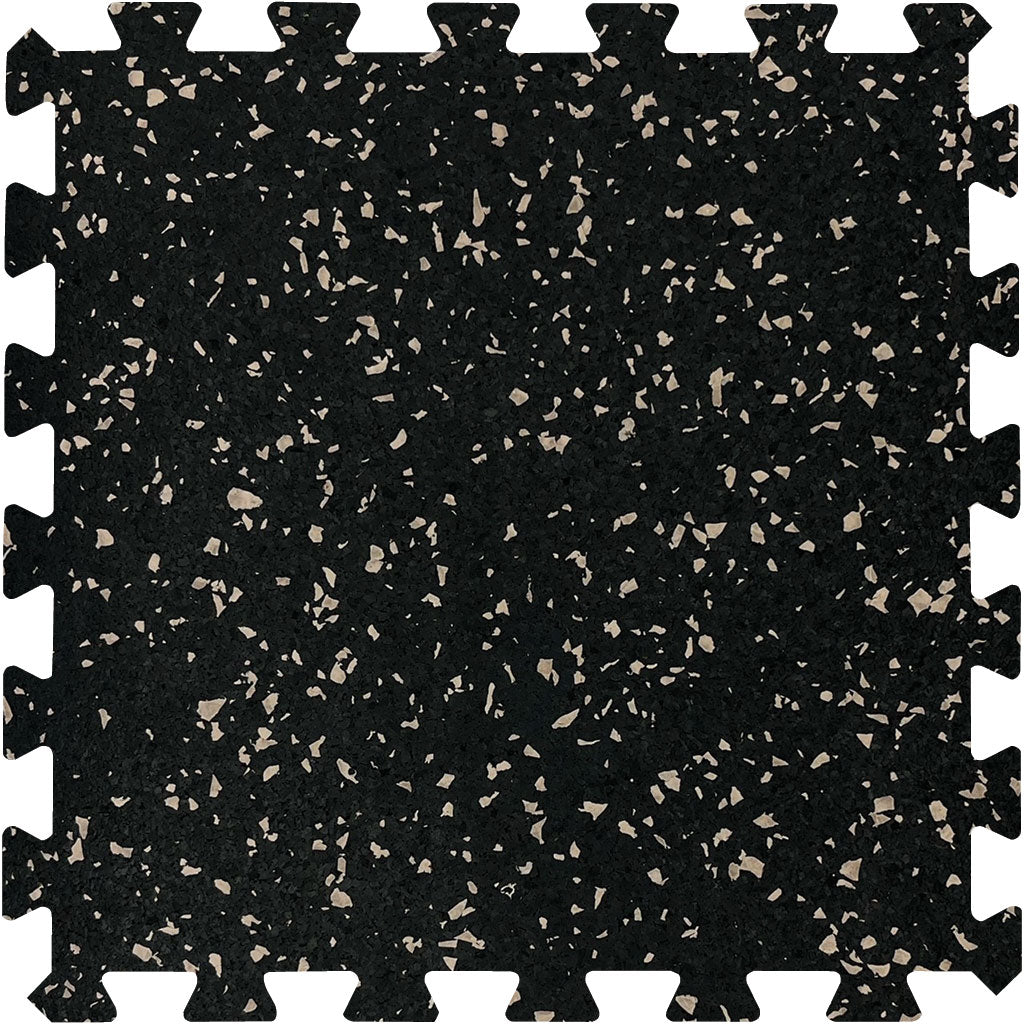 MAGMA Commercial Rubber Gym Flooring / Interlocking Tile / 8mm (5/16") / Beige / 40% Fleck / 24" x 24" / 4 Sq Ft