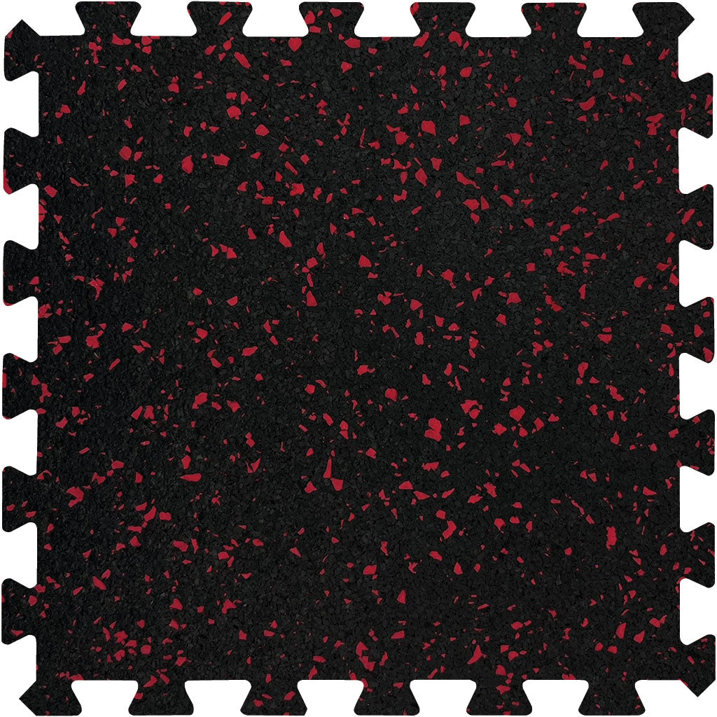 MAGMA Commercial Rubber Gym Flooring / Interlocking Tile / 8mm (5/16") / Red / 40% Fleck / 24" x 24" / 4 Sq Ft