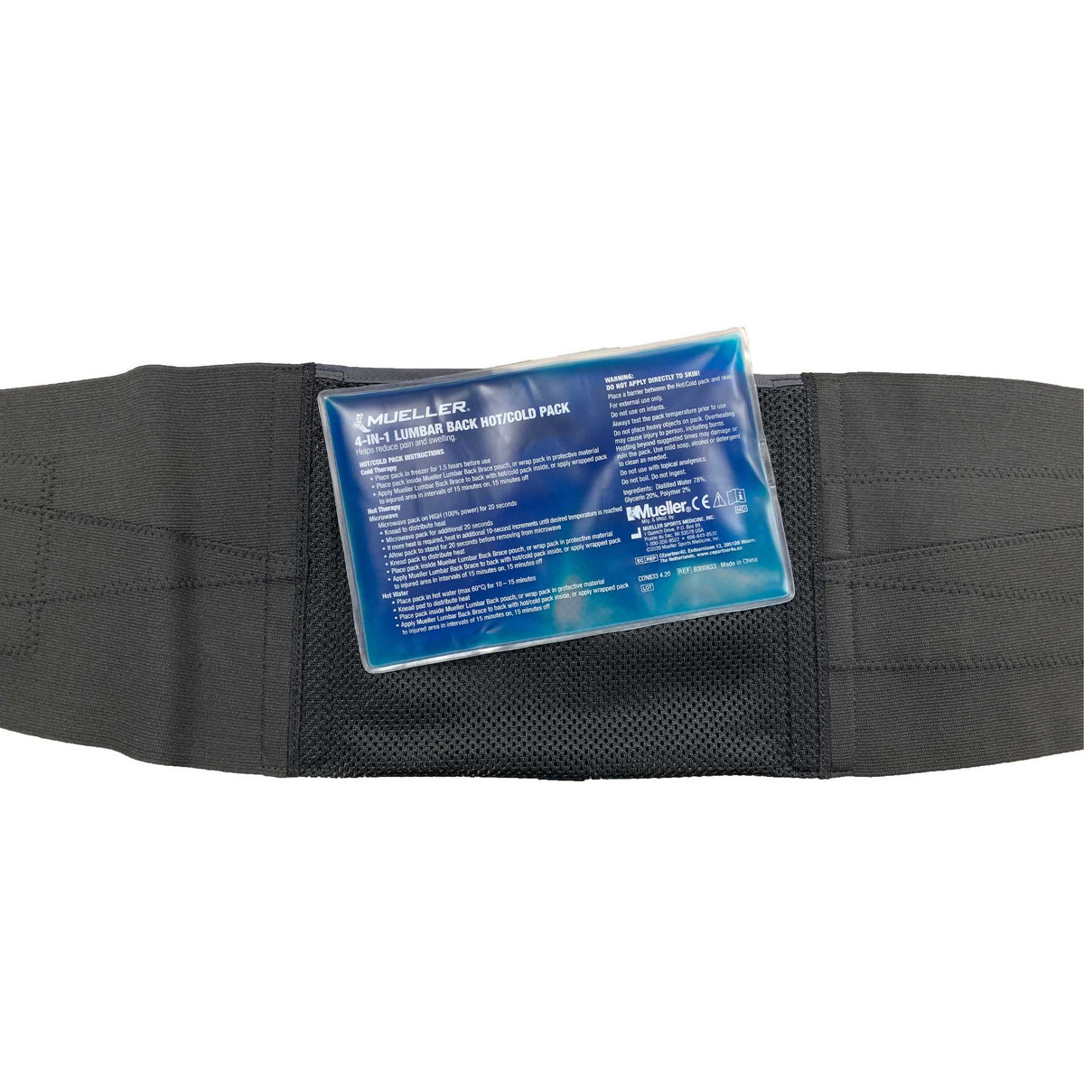 Mueller 4-in-1 Lumbar Back Brace with Removable Hot/Cold Pack