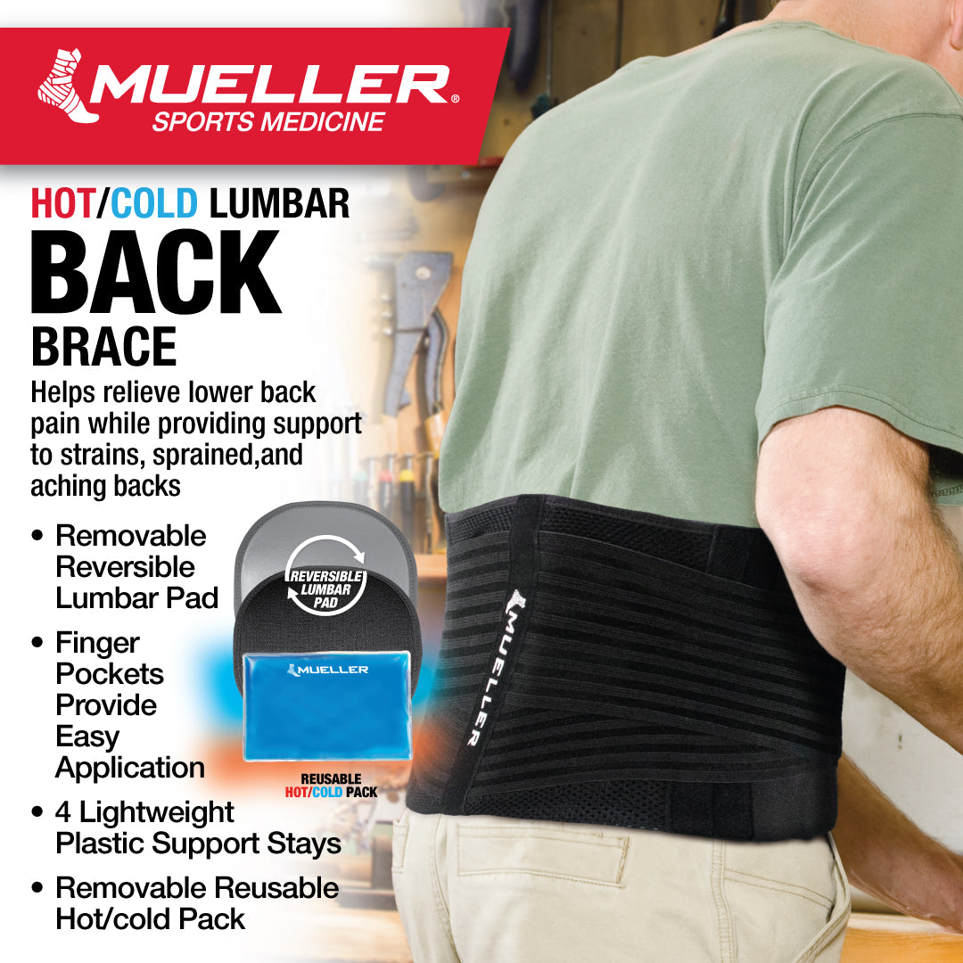 Mueller 4-in-1 Lumbar Back Brace with Removable Hot/Cold Pack