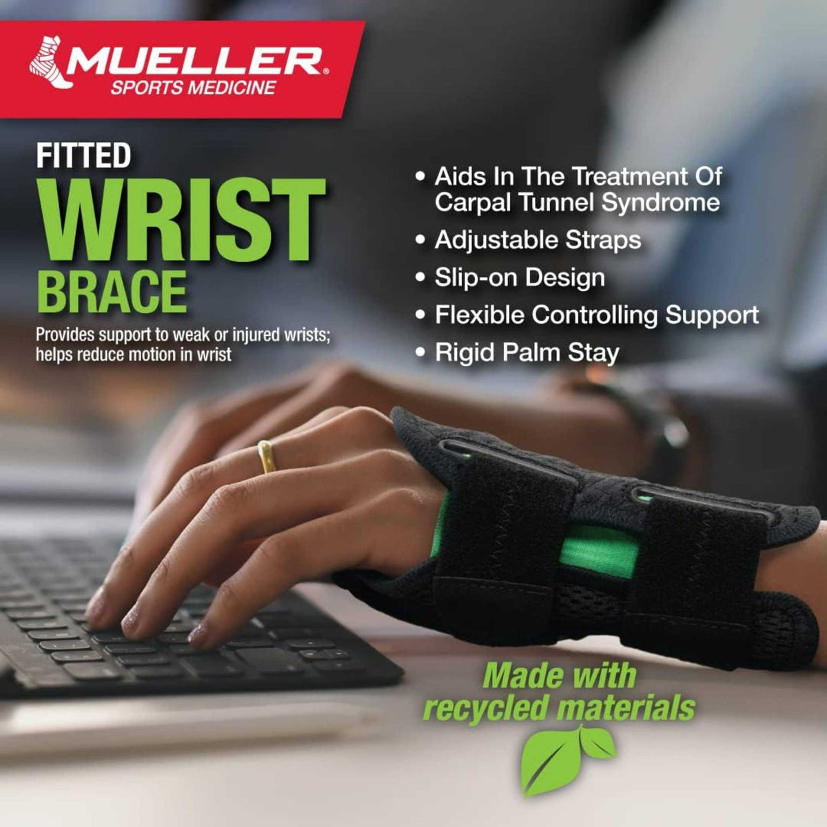 Mueller Green Fitted Wrist Brace