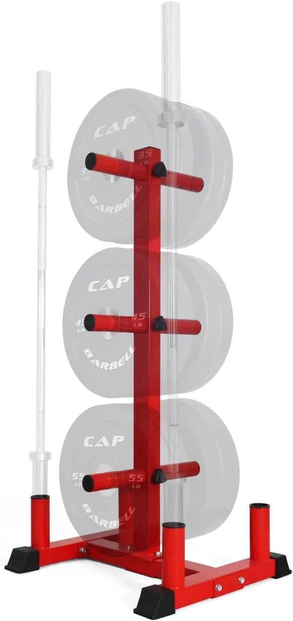 CAP Barbell Olympic Bumper Weight Plate Tree &amp; Barbell Holder