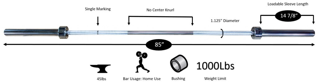 York Barbell 7′ Olympic Weight Bar With Steel Sleeves