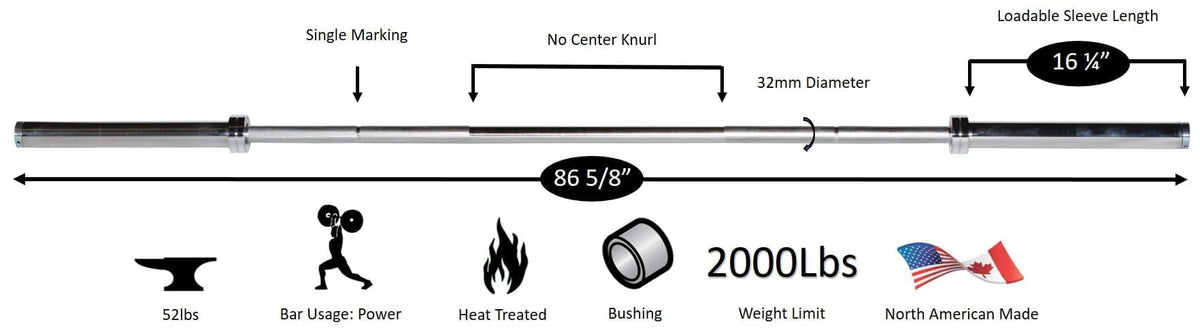 York Barbell 7ft International Chrome Olympic Bar 32mm