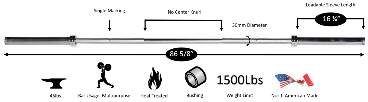 York Barbell 7′ International Chrome Olympic Bar – 30mm