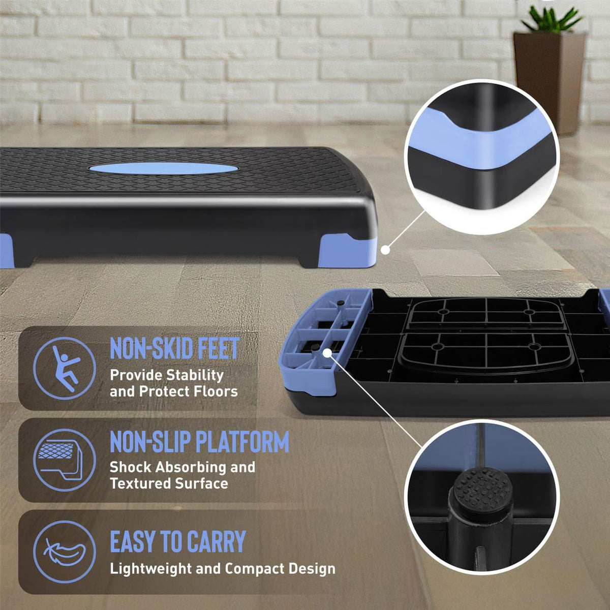 CAP Barbell Adjustable Aerobic Stepper Set with 2 Dumbbells &amp; Measuring Tape