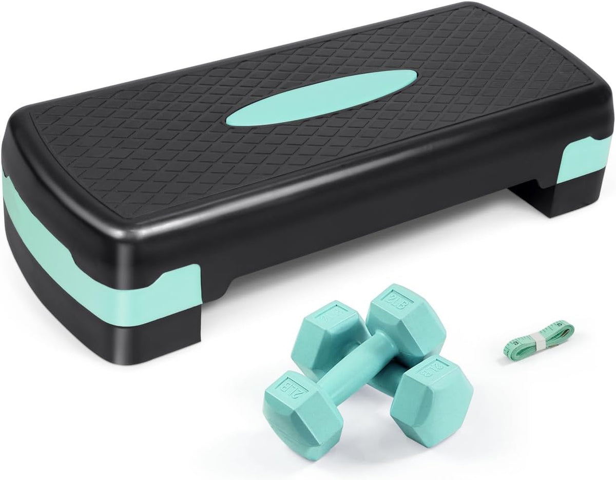 CAP Barbell Adjustable Aerobic Stepper Set with 2 Dumbbells &amp; Measuring Tape