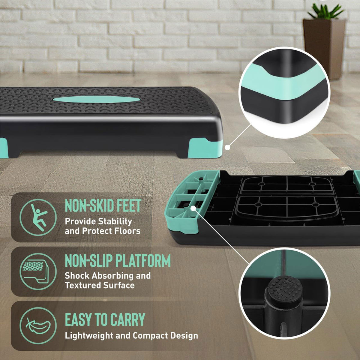 CAP Barbell Adjustable Aerobic Stepper Set with 2 Dumbbells &amp; Measuring Tape