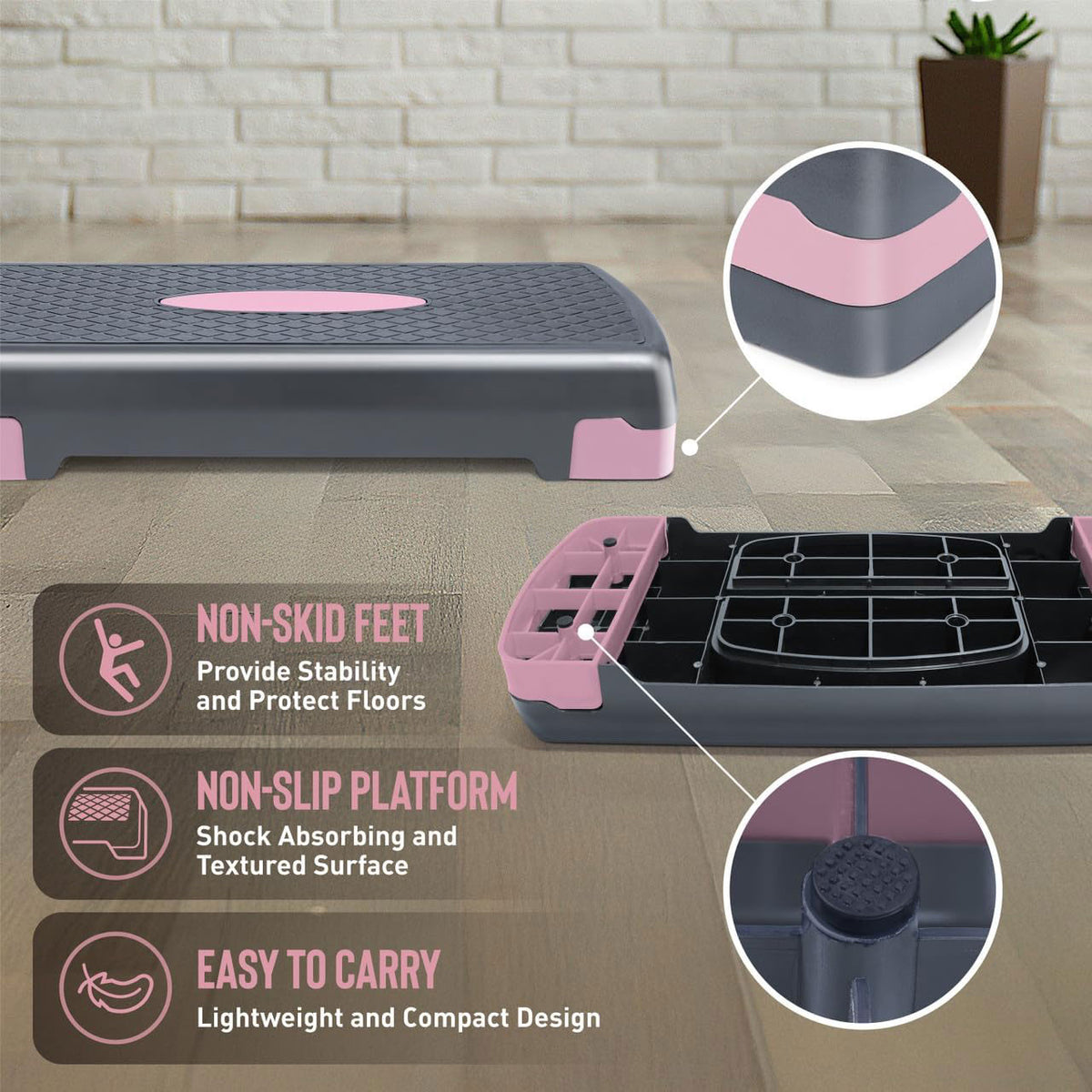 CAP Barbell Adjustable Aerobic Stepper Set with 2 Dumbbells &amp; Measuring Tape