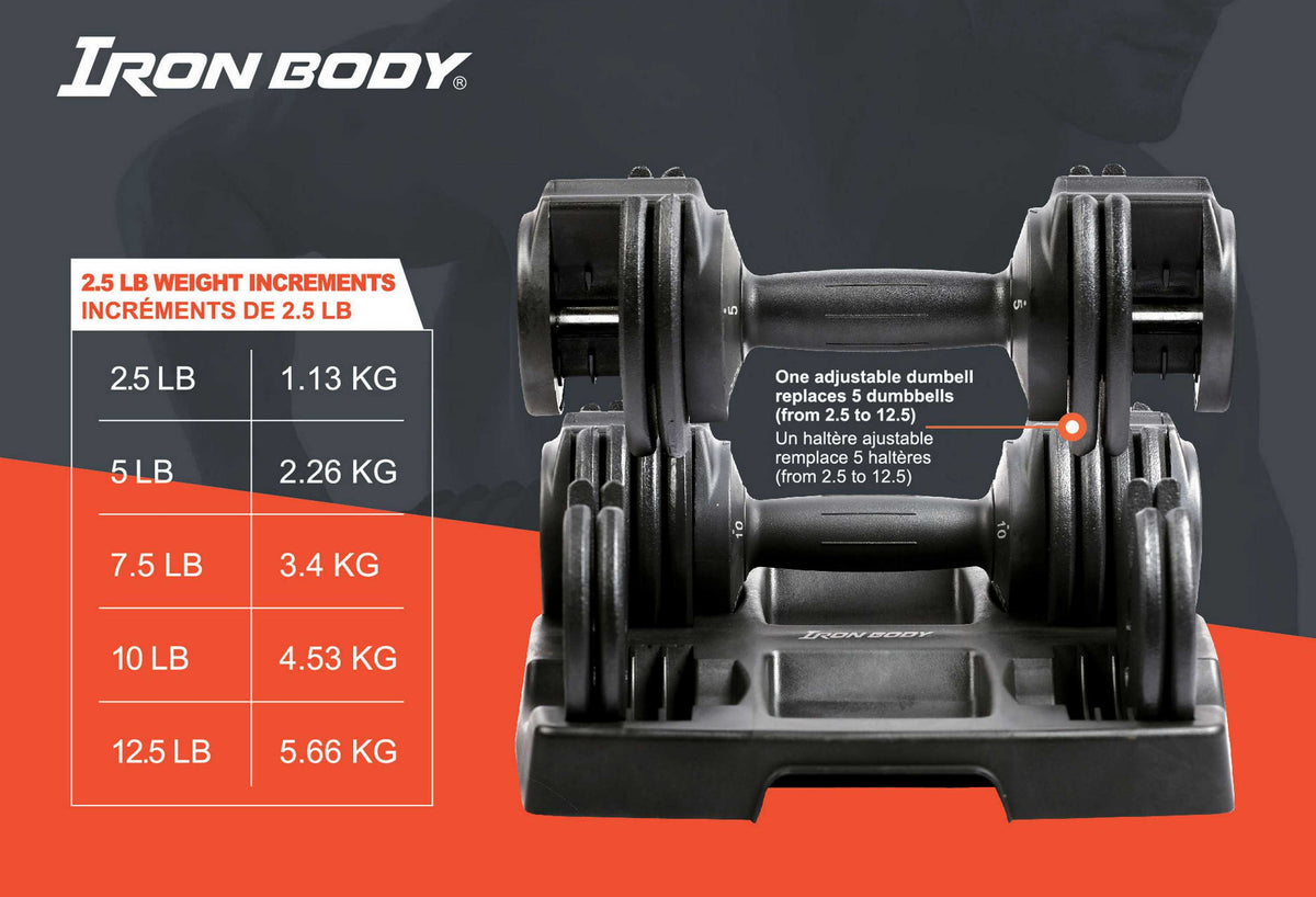 Iron Body Fitness 25 LB Adjustable Dumbbell Pair