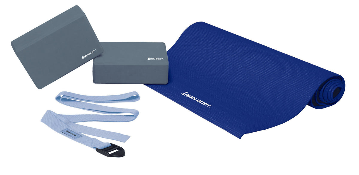 Iron Body Fitness Beginner Yoga Set with Mat, Strap &amp; 2 Blocks