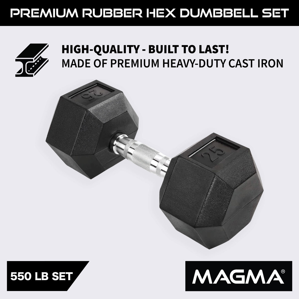 MAGMA Rubber Hex Dumbbell Sets