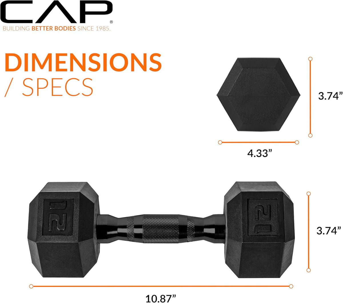CAP Barbell Rubber Hex Dumbbells