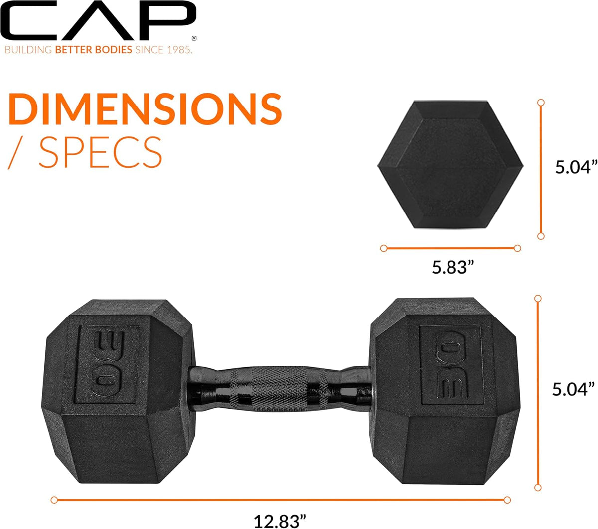 CAP Barbell Rubber Hex Dumbbells