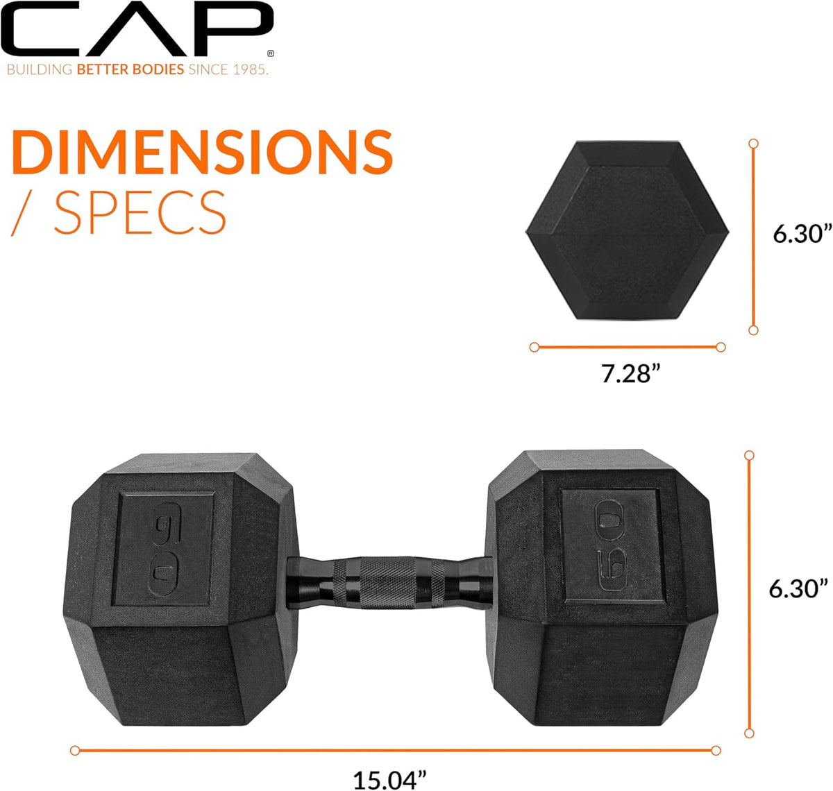 CAP Barbell Rubber Hex Dumbbells