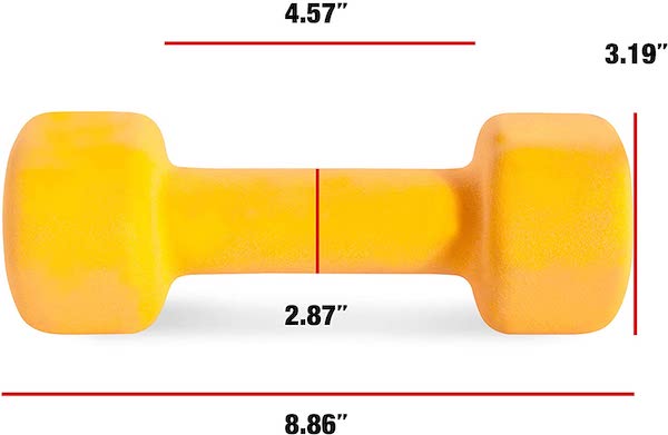 Neoprene Dumbbell Weights - 8LB Orange Size Chart, Single