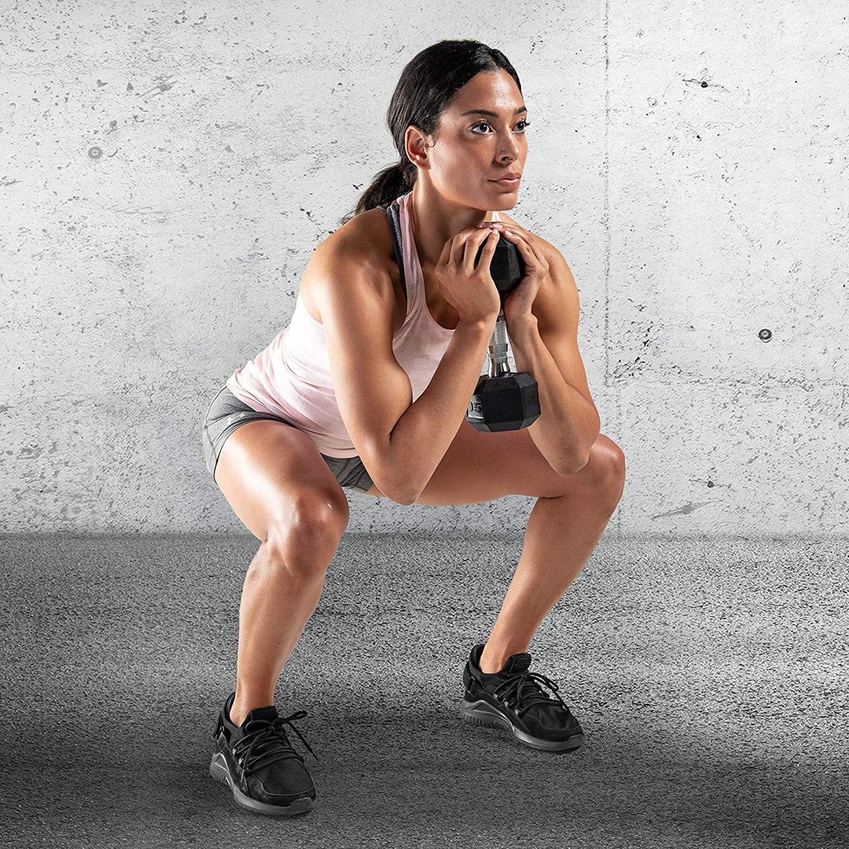 Rubber Coated Hex Dumbbell - Women Squat