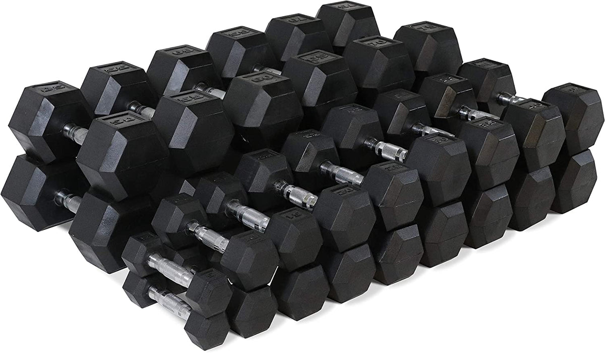 CAP Barbell 5-75 LB Rubber Hex 1200LB Dumbbell Set