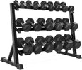 CAP Barbell 5-50 LB Rubber Hex Dumbbell Set with 3 Tier Rack