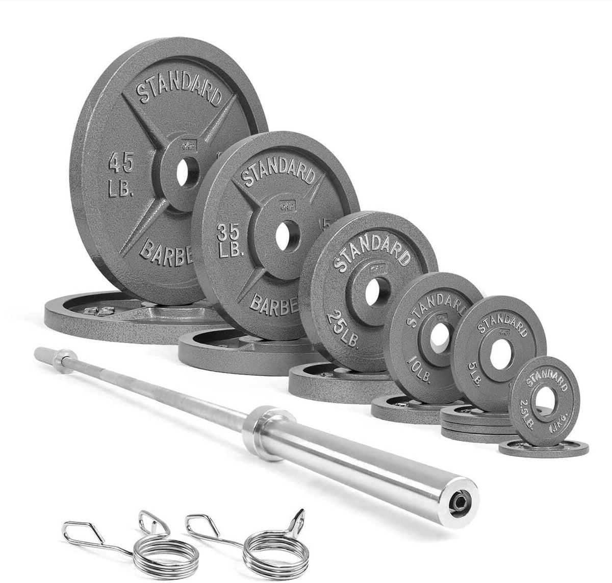 CAP Barbell Olympic Weight Plate Set with Barbell