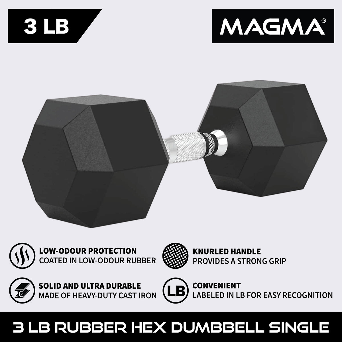MAGMA Rubber Hex Dumbbells