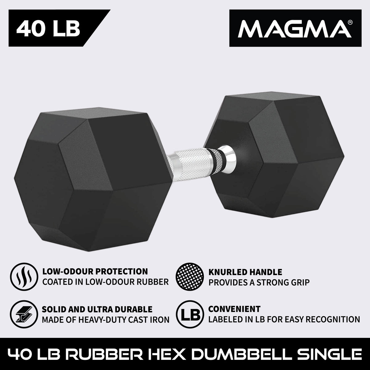 MAGMA Rubber Hex Dumbbells