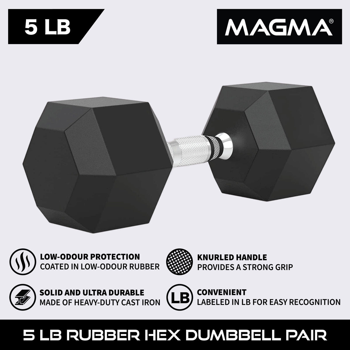 MAGMA Rubber Hex Dumbbells