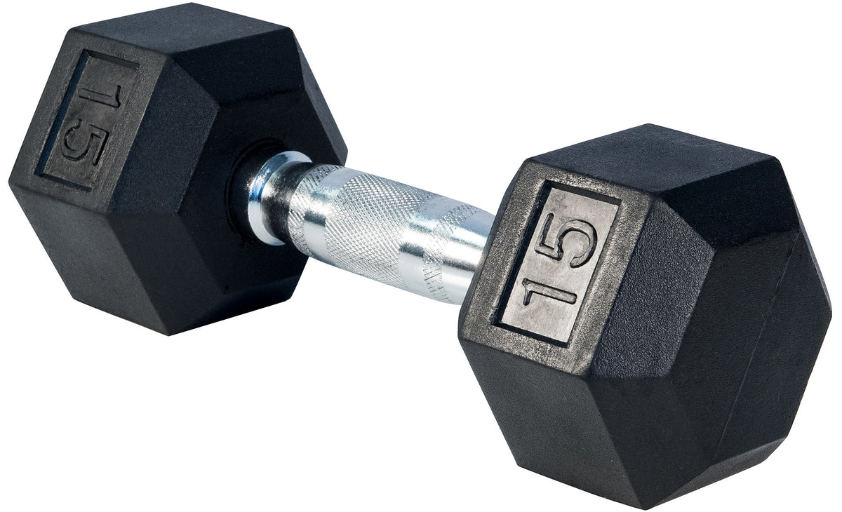MAGMA Single Rubber Hex Dumbbell - 15 LB